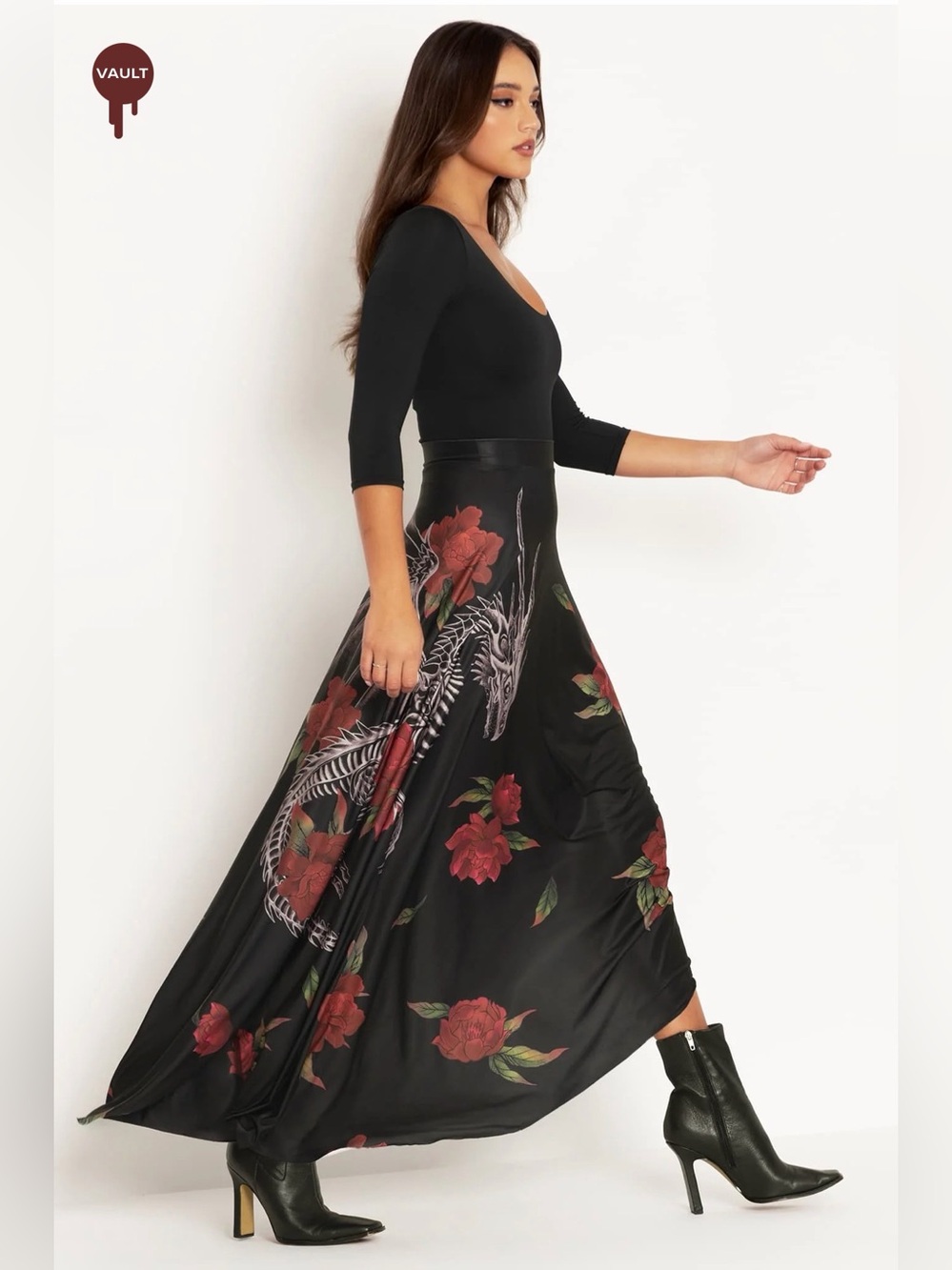 Blackmilk Vault Skeletal Dragon Strung Side Maxi Skirt